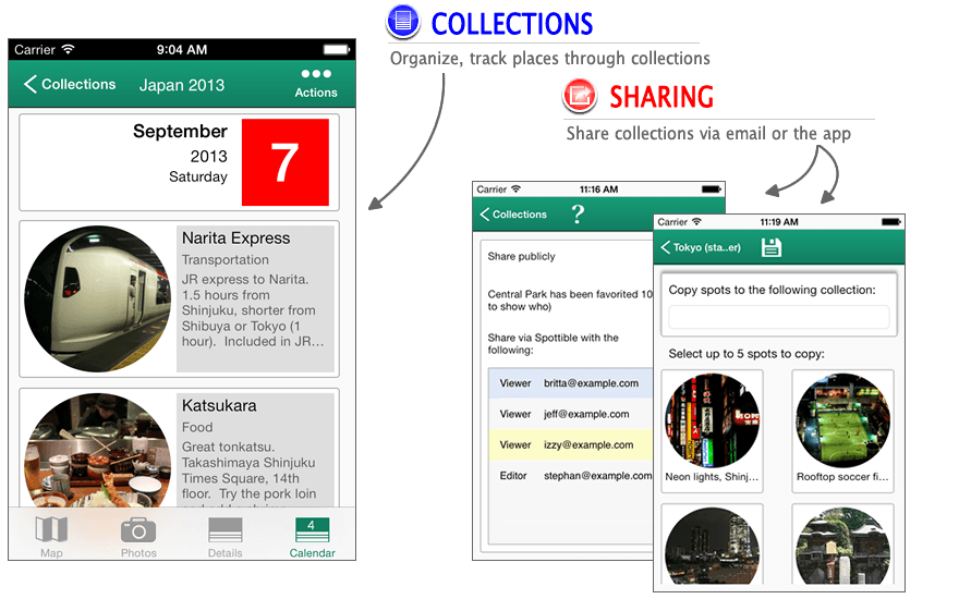 Organize and share places through collections